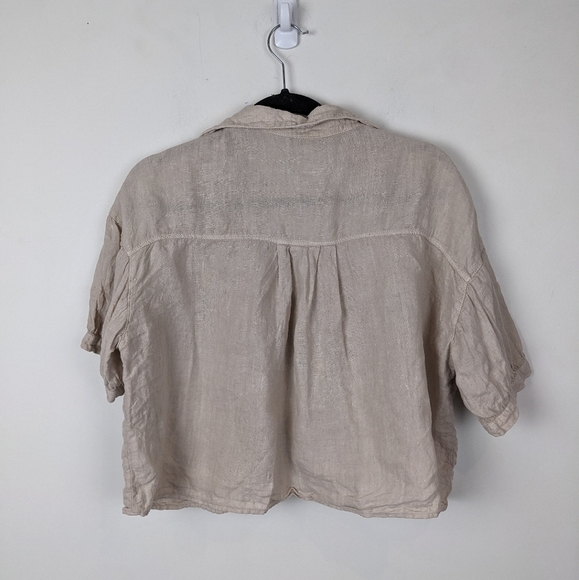 Zara cropped linen shirt beige small - Picture 5 of 6